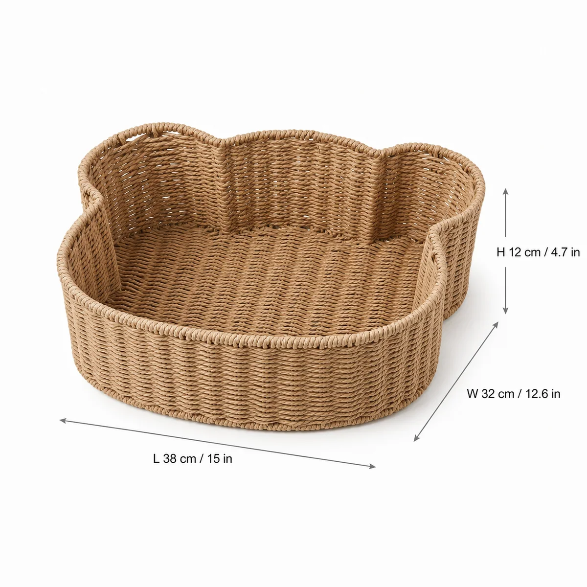 Natural Paper Rope Rectangular Scalloped Kids Storage Tray