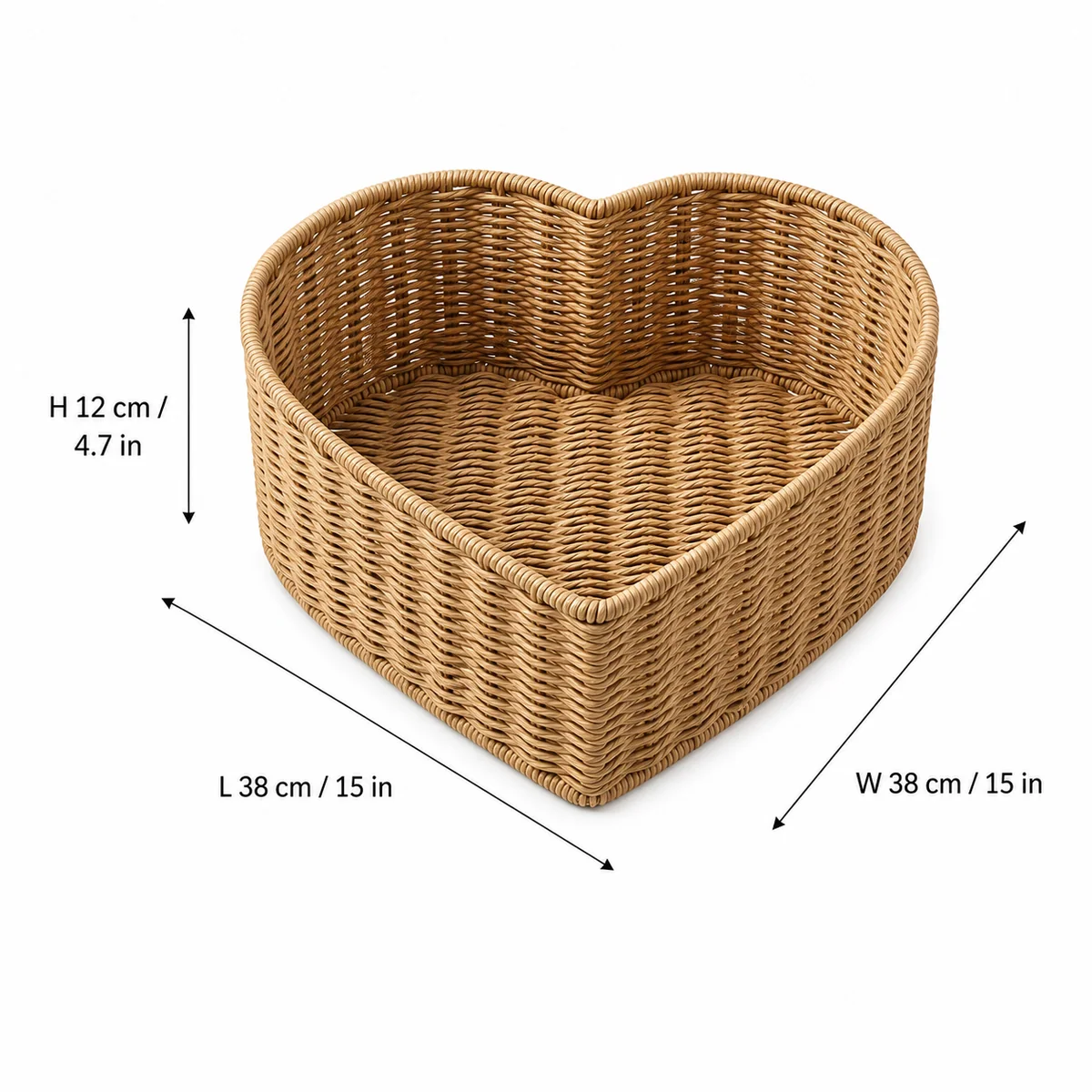 Natural Brown Paper Rope Square Shallow Storage Basket with Wavy Rim